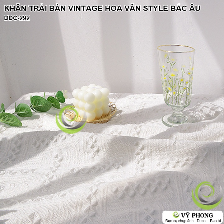 KHĂN TRẢI BÀN VINTAGE HỌA TIẾT BẮC ÂU IN NỔI HOA VĂN 3D TRANG TRÍ NHÀ BẾP ĐẠO CỤ DECOR CHỤP ẢNH SẢN PHẨM DDC-292