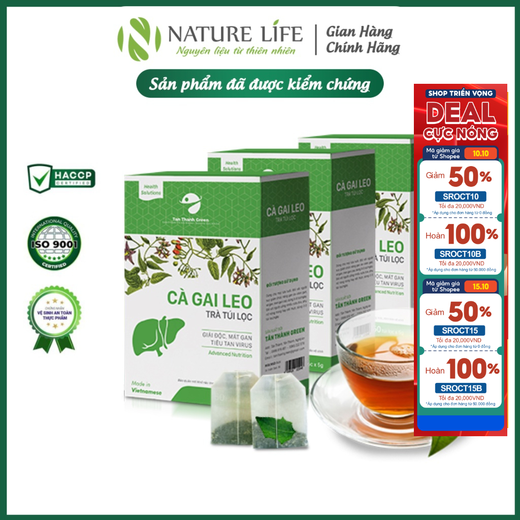 Trà cà gai leo Tân Thành Green làm mát giải độc bảo vệ chức năng gan giảm nguy cơ mắc viêm và men gan cao - NatureLife