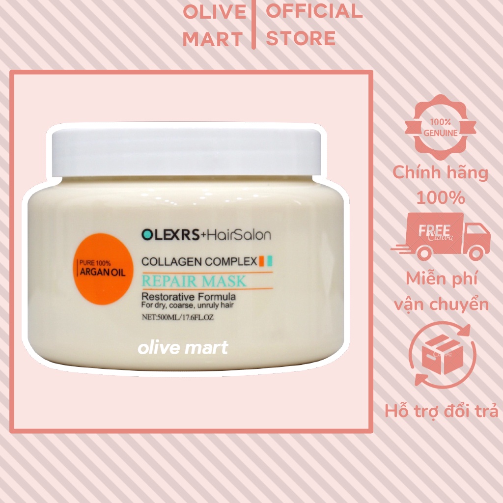 Kem ủ tóc Olexrs phục hồi siêu mượt Hair Salon Collagen Complex 500ml