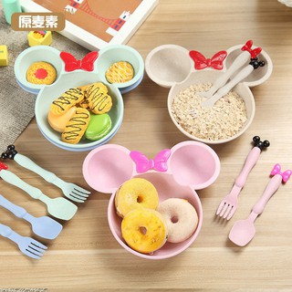 Bộ Chén Muỗng lúa mạch hình Mickey - Cho bé ăn dặm vui vẻ