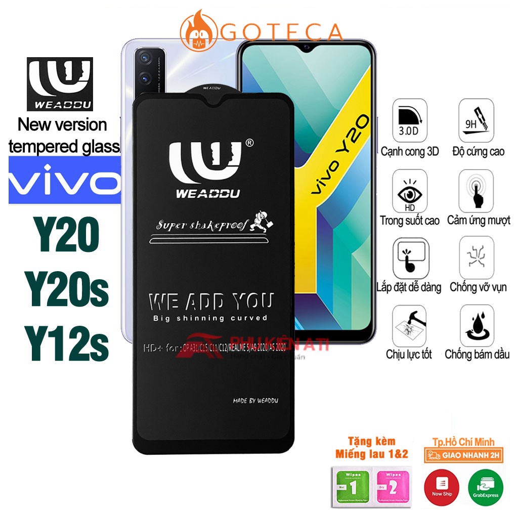 Kính cường lực Vivo Y20/ Y20s/ Y12s WEADDU -Loại tốt,cảm ứng mượt mà-Phiên bản nâng cấp kính 9D,21D,111D