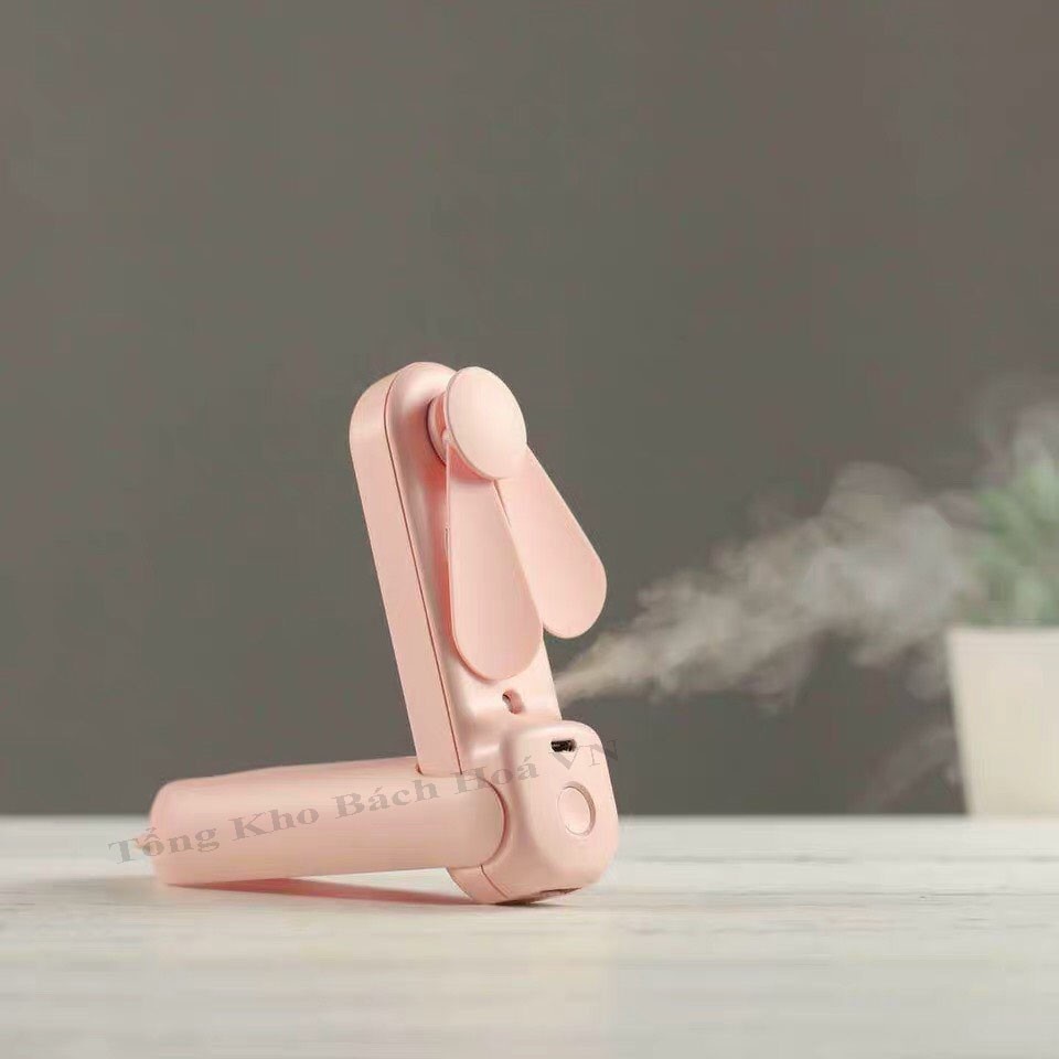 Quạt Cầm Tay Tích Hợp Phun Sương,Kiêm Sạc dự phòng - Gấp gọn mini