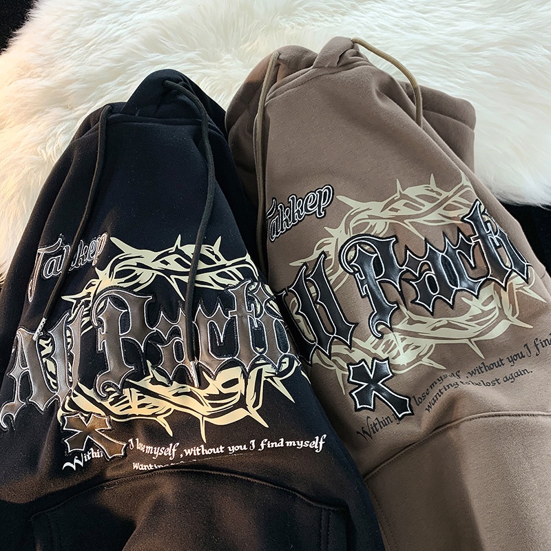 Áo Hoodie Tay Dài In Chữ Phong Cách Retro Thời Trang Cho Nữ