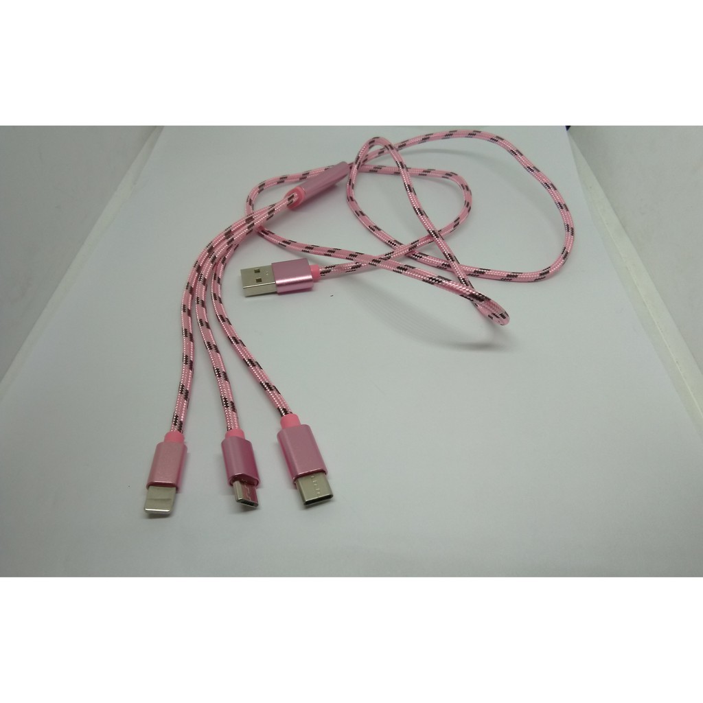 Cáp sạc sạc điện thoại 3 đầu (USB 5V 2A)