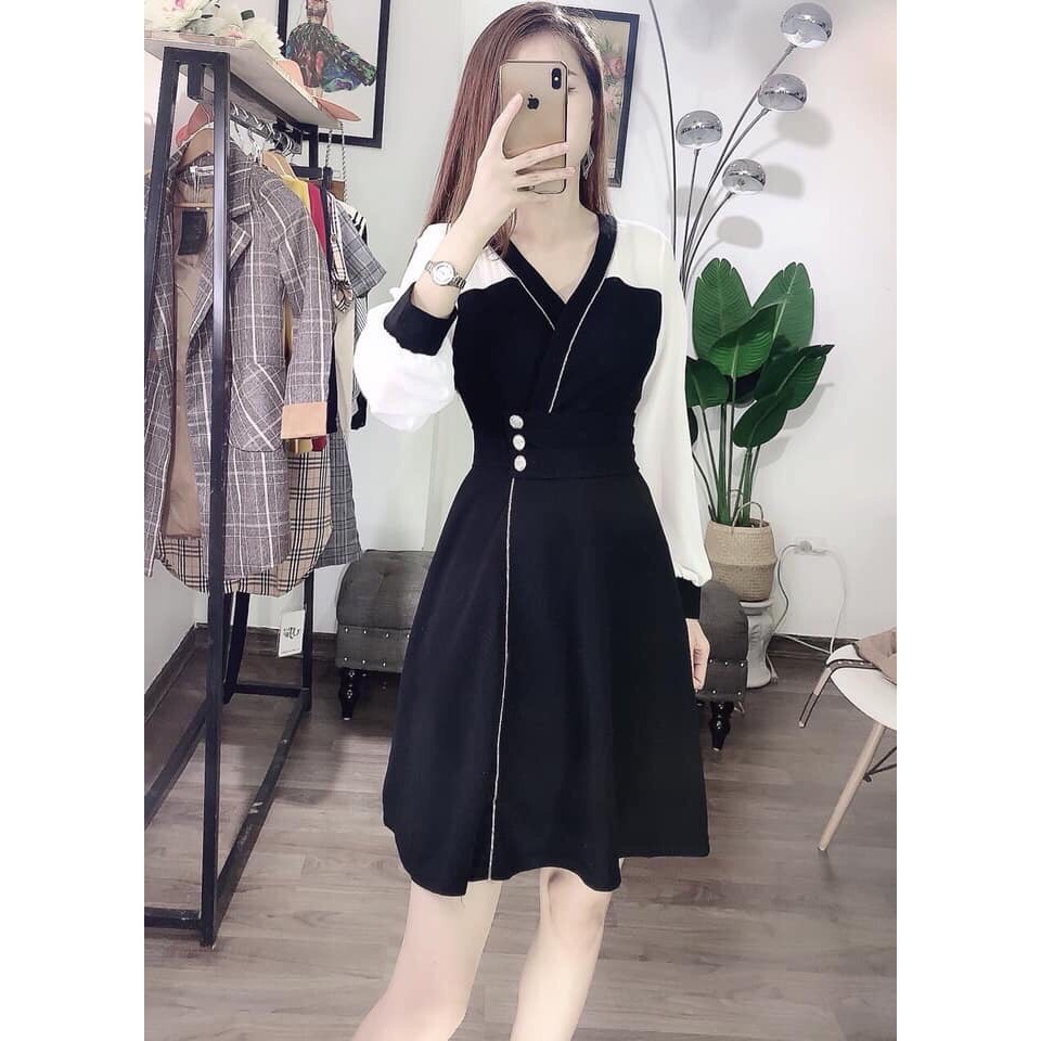ĐẦM VOAN TAY DÀI PHỐI DÀY MỊN FREESIZE