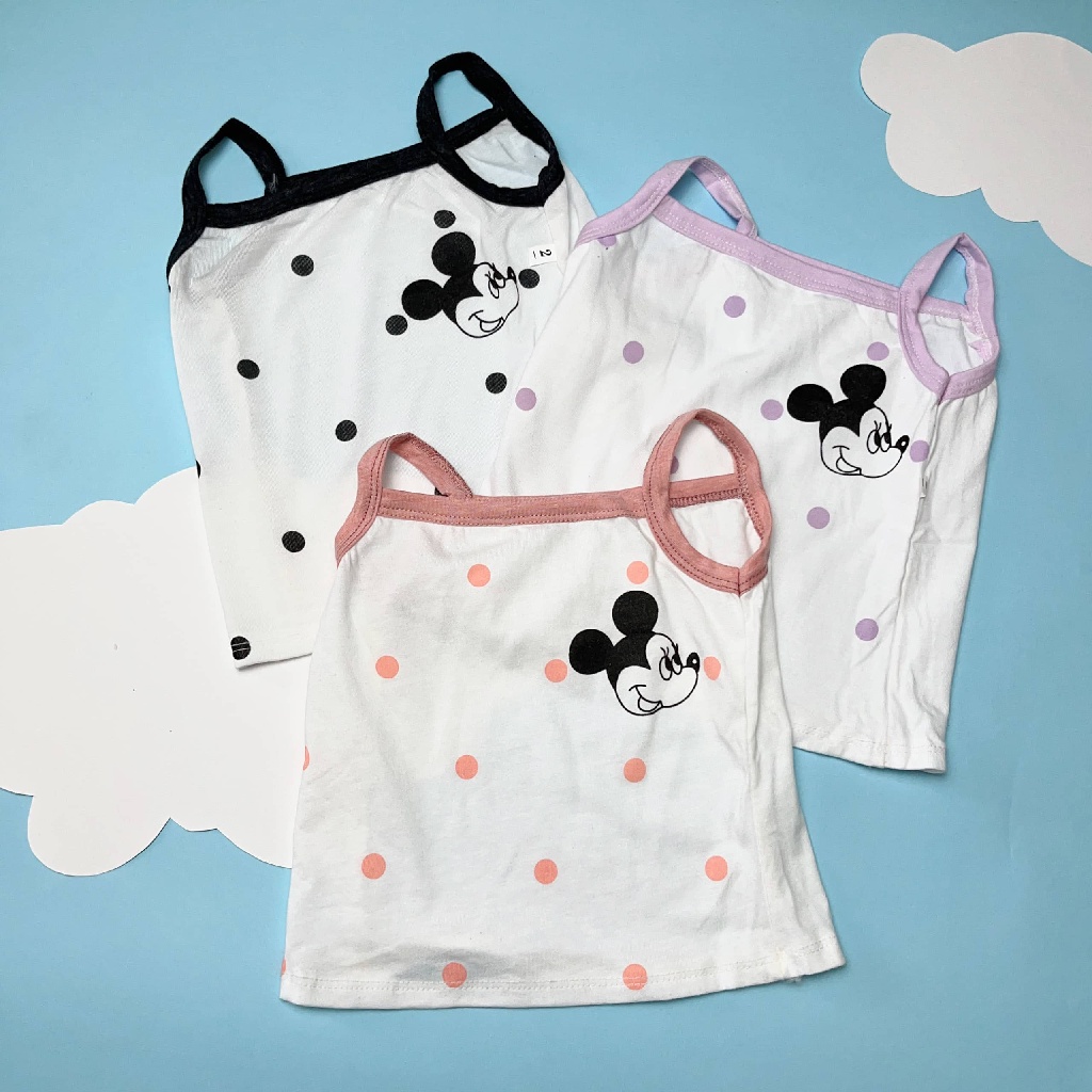 Đồ bộ bé gái hai dây thun cotton co giãn bốn chiều in hoạ tiết CHUỘT MICKY dễ thương 8-18kg