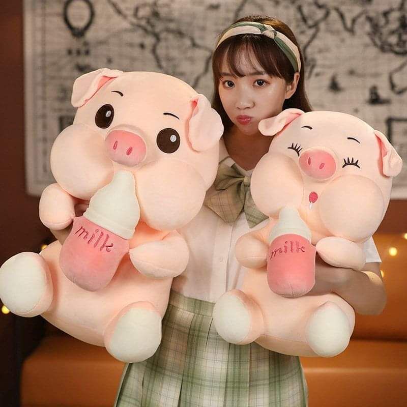 Gấu bông ❤️ Heo má phính ôm bình sữa ❤️ hàng nhập bông mịn siêu êm cực dễ thương