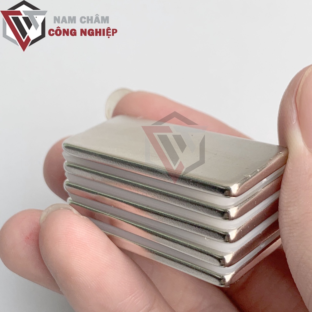 Nam châm chữ nhật 40x20x3mm nam châm đất hiếm màu trắng