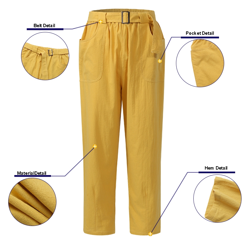 ZANZEA Quần cotton lanh ống rộng lưng cao màu trơn cho nữ | BigBuy360 - bigbuy360.vn