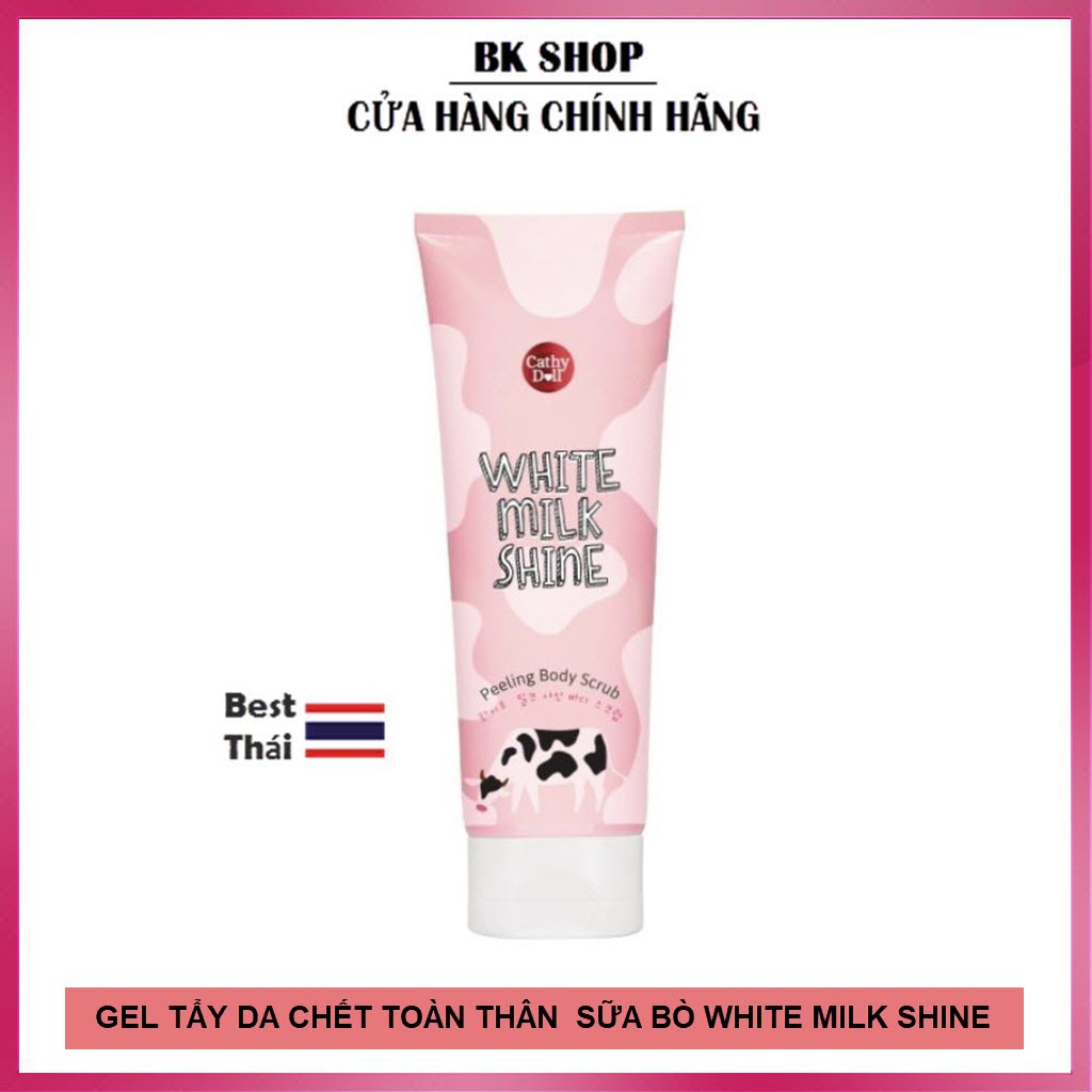 Tẩy tế bào chết toàn thân trắng da sữa bò Cathy Doll White Milk Shine 320ml