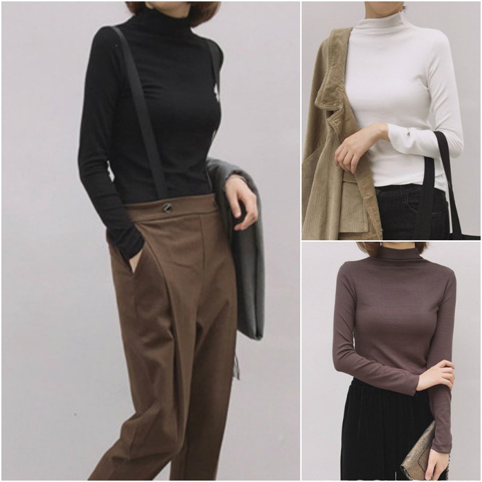 【Miss Sumey】Women Korean Long Sleeve T-Shirts Solid Slim Blouse | BigBuy360 - bigbuy360.vn