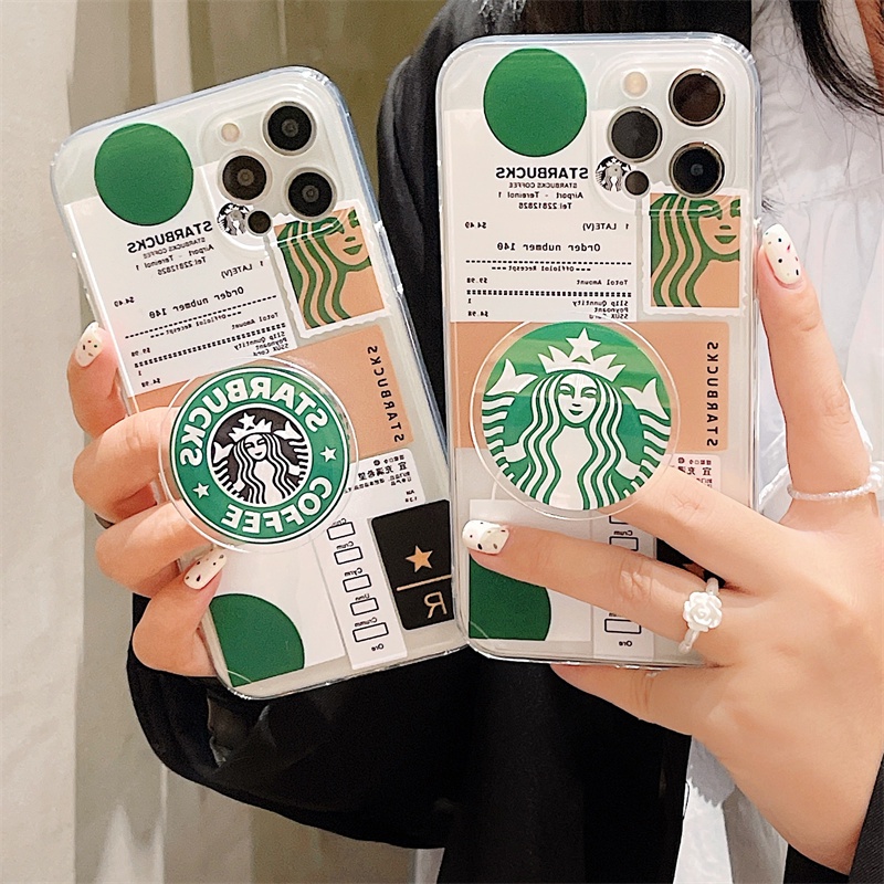 Ốp điện thoại Starbucks có giá đỡ cho IPHONE13 13Pro 13ProMax iPhone11ProMax 12ProMax 12Pro12 11 XS XR X XSMax 7Plus