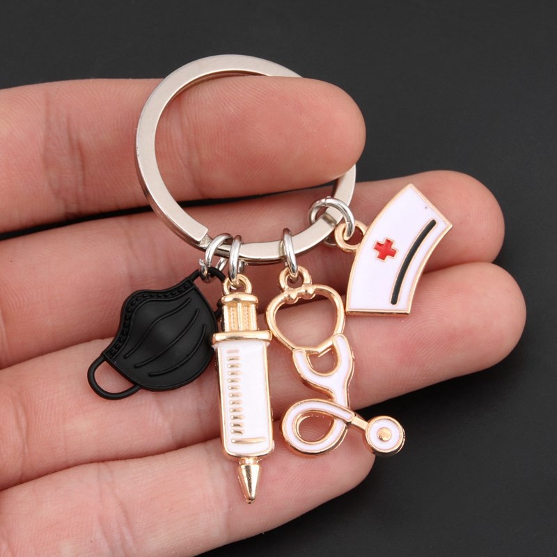 Móc Khóa Kim Loại Hình Ống Tiêm Và Ống Nghe Y Tế
