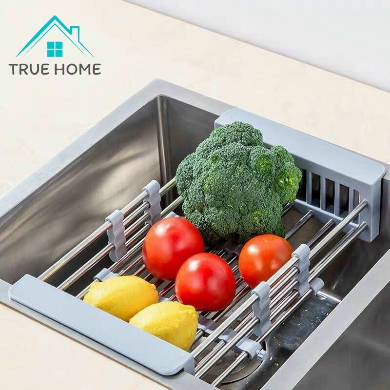 Khay Inox Gác Bồn Rửa Bát - Rổ Inox Đa Năng Treo Chậu Rửa Chén