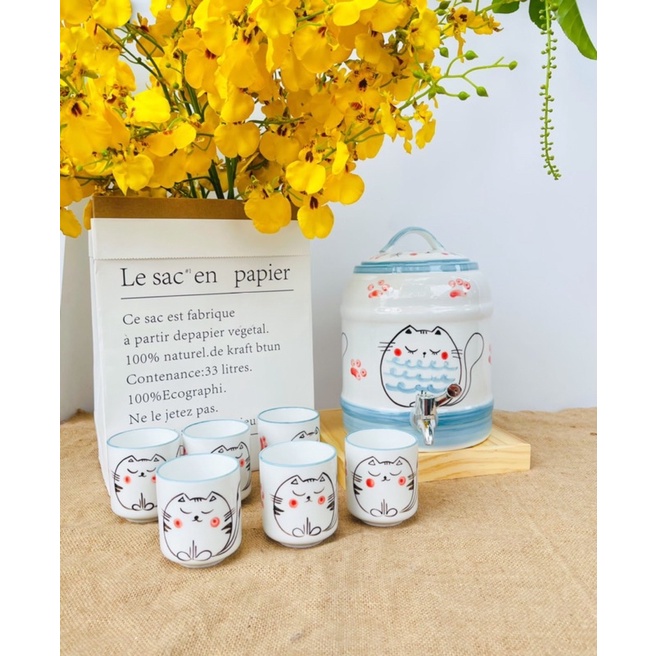 Cốc Sứ Uống Nước Chén Trà Hoạ Tiết Vẽ Tay Dễ Thương 180ML Cốc Mèo Dứa Cà Rốt Decor Sứ Bát Tràng