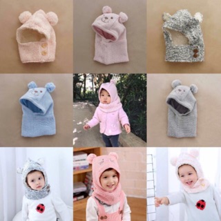 Mũ len gấu cho bé gái siêu cute