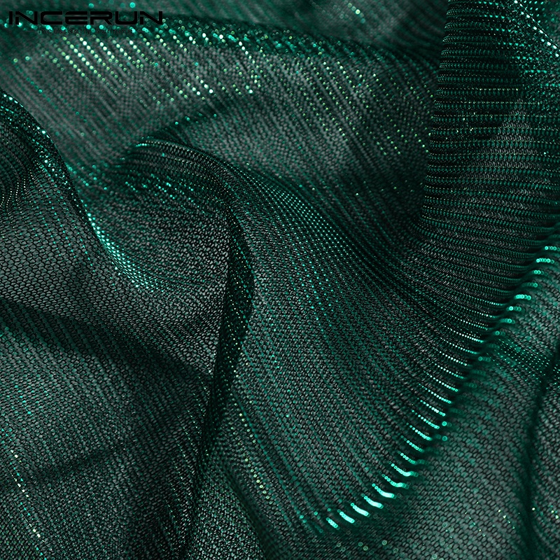 Áo croptop INCERUN sát nách thiết kế xuyên thấu thời trang mùa hè quyến rũ cho nam