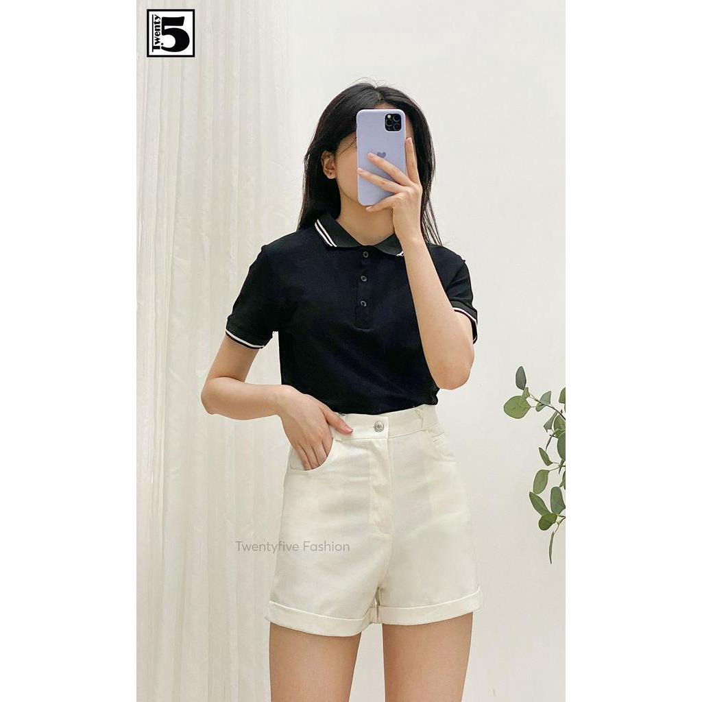 Áo thun polo nữ ôm viền cổ Twentyfive 3740