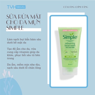 Sữa rửa mặt Simple giúp da sạch thoáng & không chứa xà phòng 150ml