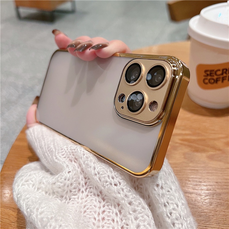 Ốp Điện Thoại Silicon Cứng Chống Sốc Siêu Mỏng Mạ Điện Cho iPhone 12 13 Pro Max Luxury IP13
