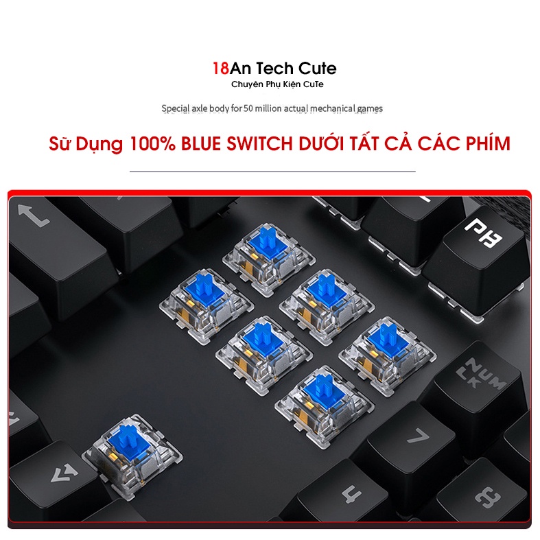 Bàn Phím Cơ, Bàn Phím Máy Tính Chơi Game H650 Có 10 Chế Độ Led RGB Khác Nhau Chiến Mọi Cuộc Game Trên Máy Tính PC