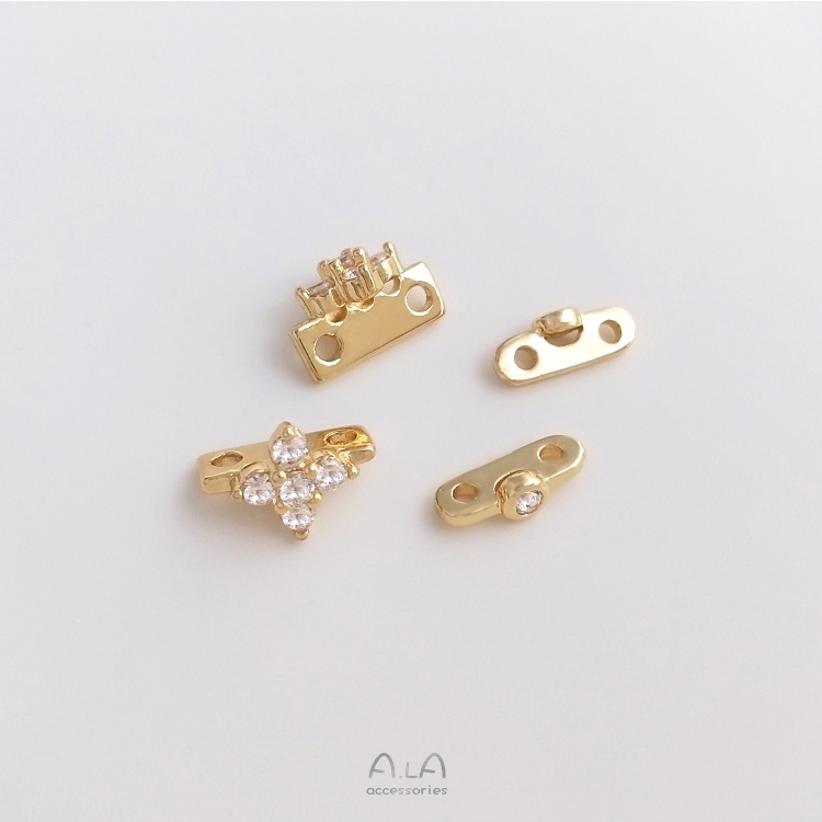 Hạt Ngọc Trai Hai Lỗ Bằng Đồng Mạ Vàng 14K Nhiều Màu Sắc Dùng Làm Vòng Tay Diy