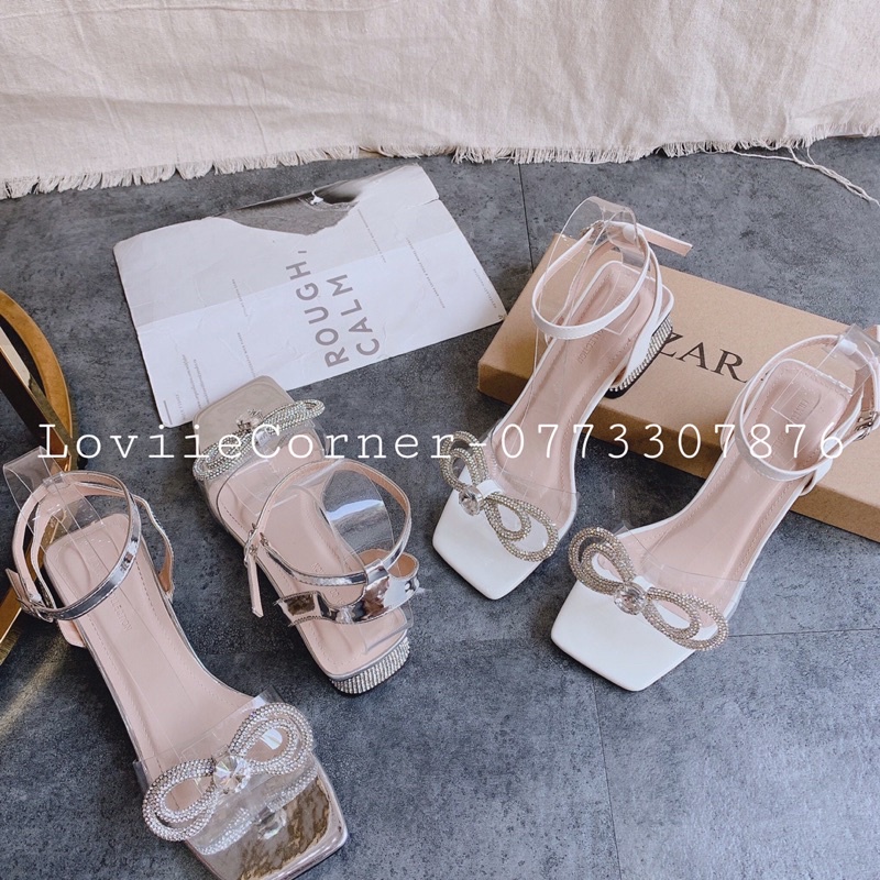 SANDAL CAO GÓT LOVIIECORNER - SANDAL QUAI MẢNH ĐÍNH ĐÁ - SANDAL GÓT VUÔNG 3 PHÂN - SANDAL NỮ NƠ ĐÁ ĐẾ VUÔNG 3CM G201202