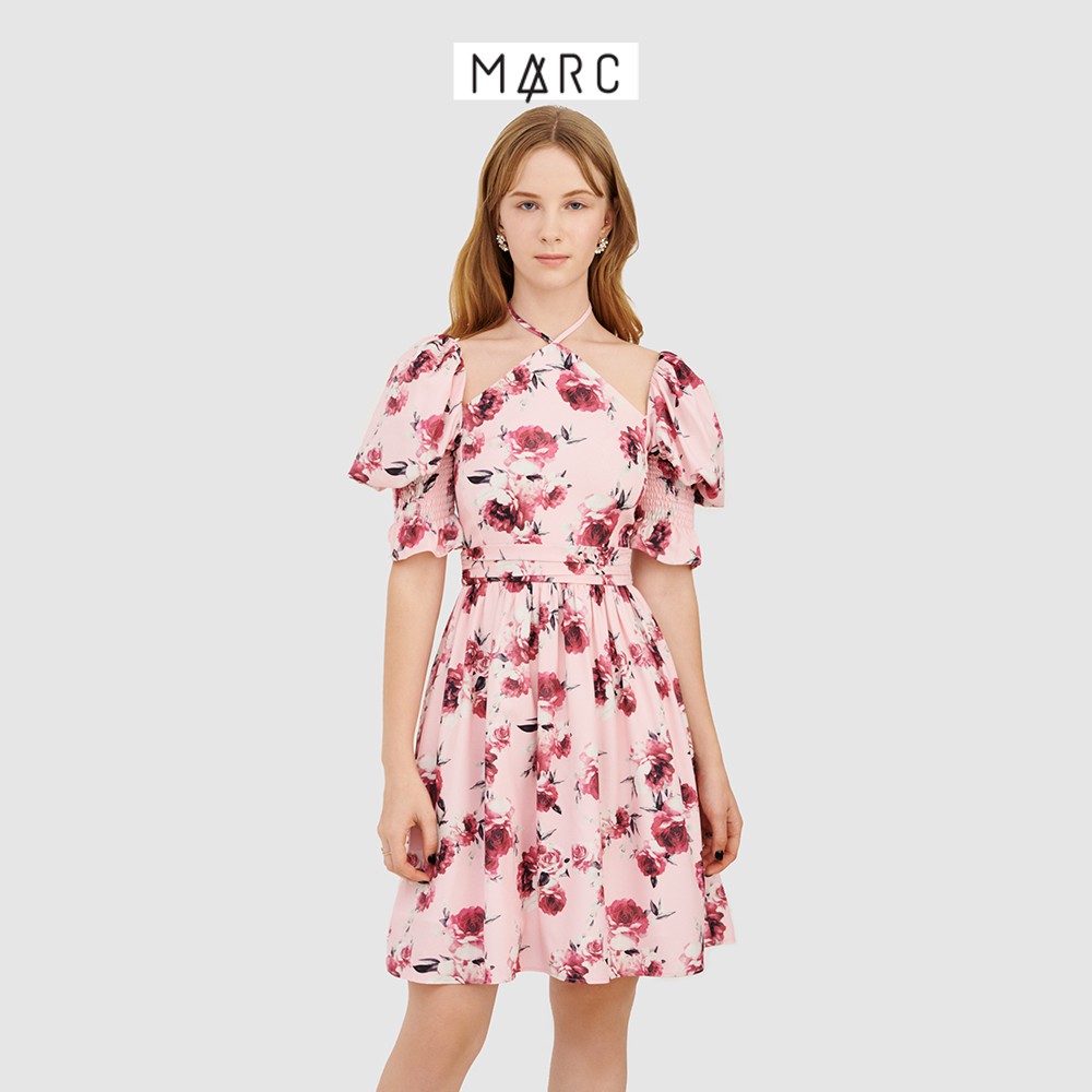 Đầm nữ cổ yếm tay nhấn smocking - MARC FASHION