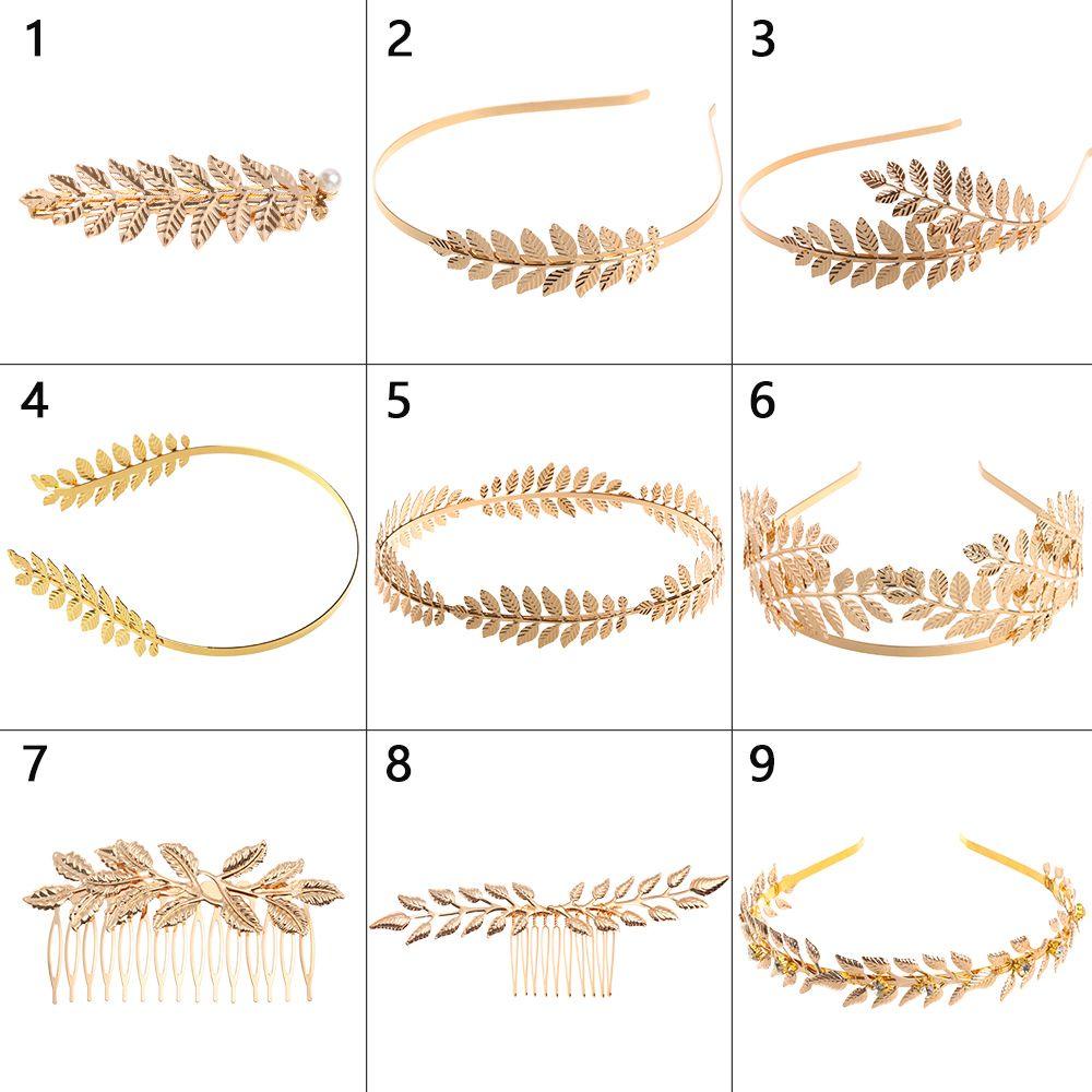 LAKAMIER [Ready Stock] Bride Headbands Golden Leaves Wedding Hair Crown Hairhoop Tiara