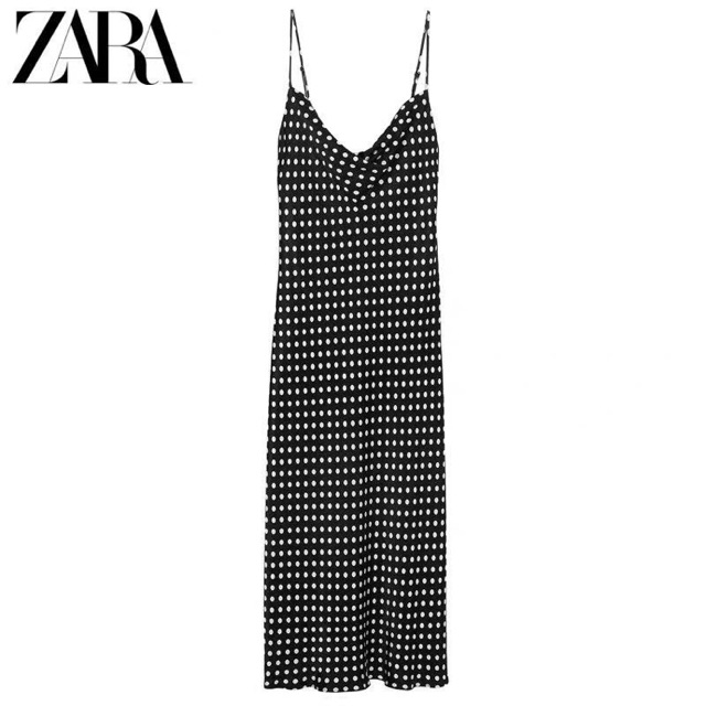 VÁY HAI DÂY MIDI CHẤM BI ZARA AUTHENIC
