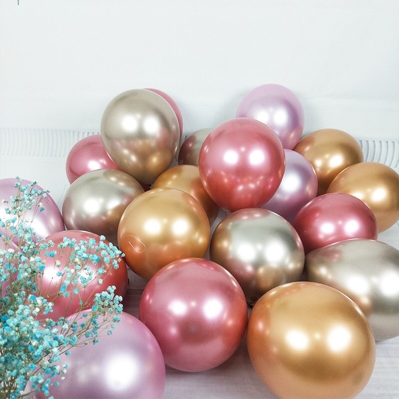 50 Bóng Bay Siêu Nhũ 10 Inch Trang Trí Sinh Nhật, Trang Trí Phòng Cưới