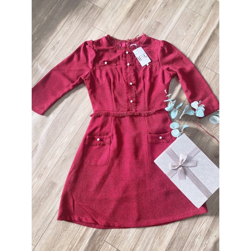 VÁY DẠ TWEED ĐỎ