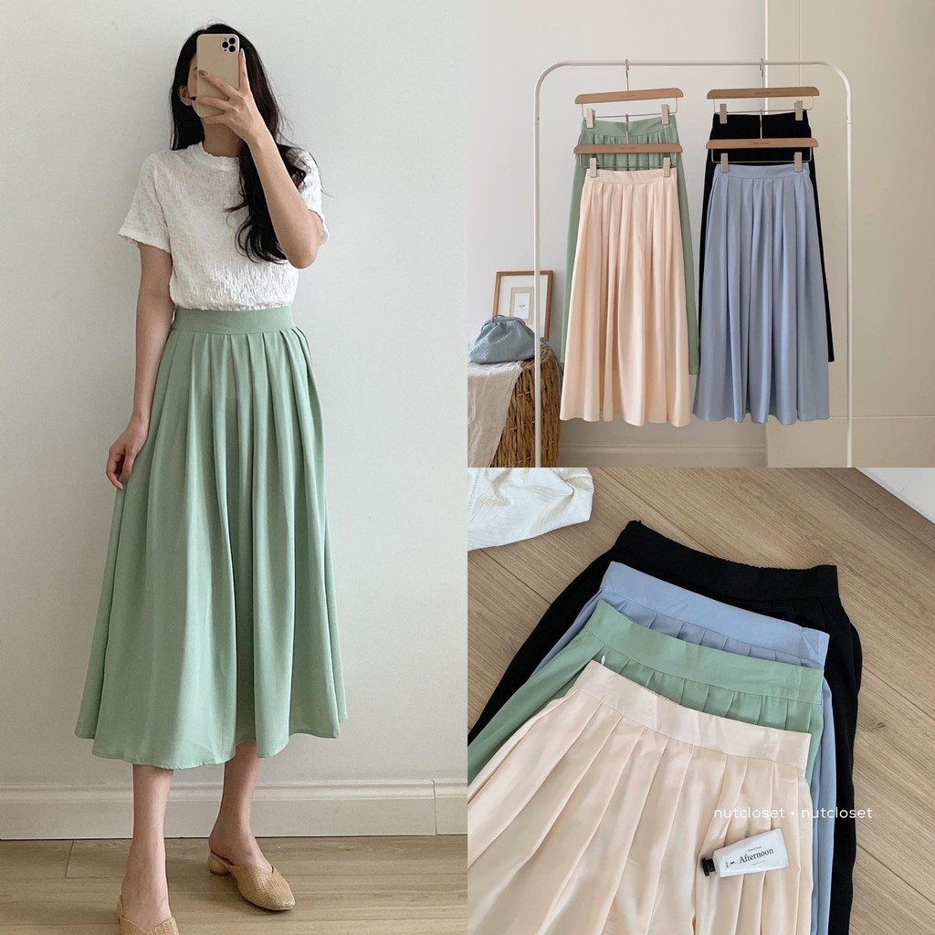 [Mã SKAMCLU7 giảm 10% tối đa 50K đơn 0Đ] Chân váy dài xếp li _ CV0032