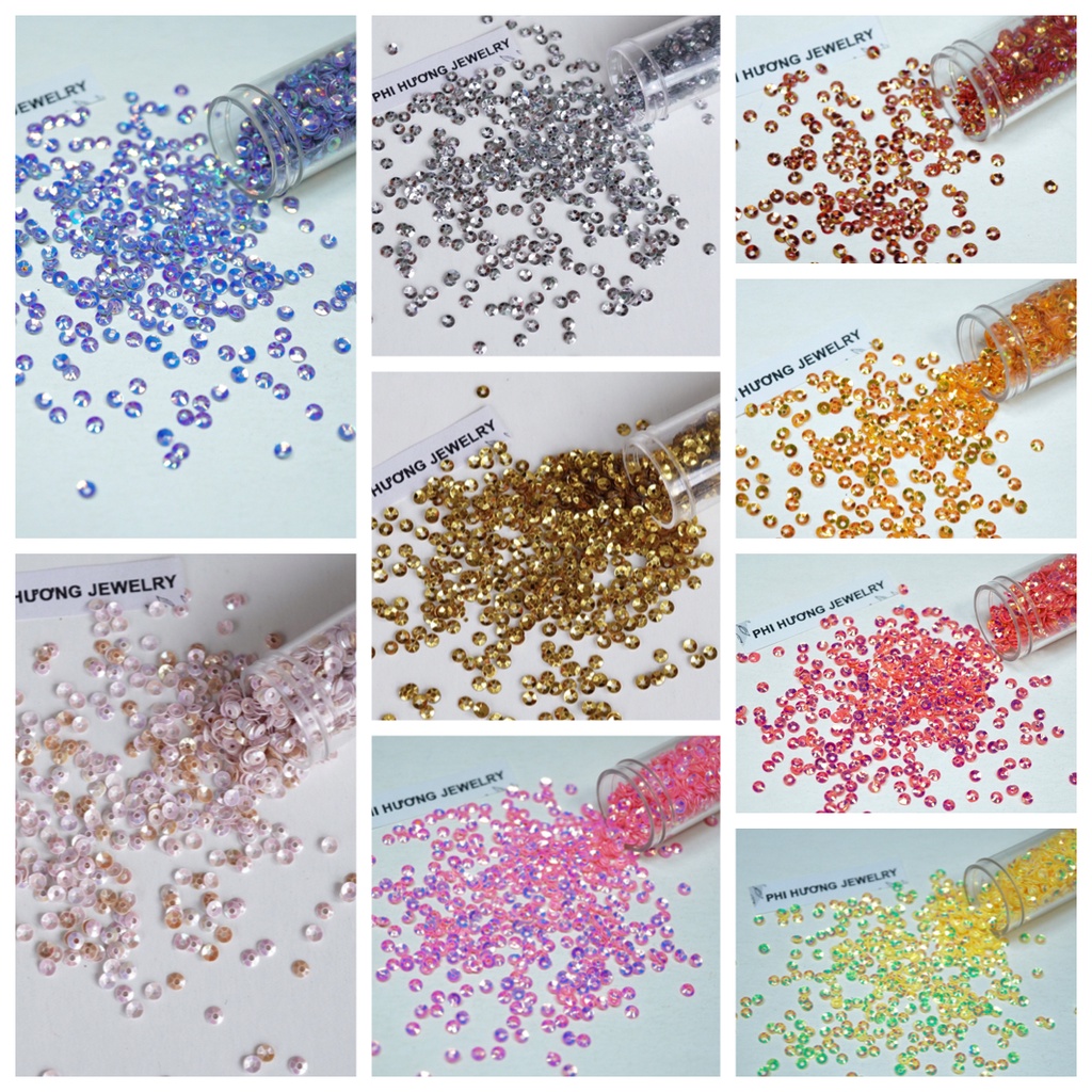 10Gr Kim Sa Vảy Cá Ánh Cừ 3Mm Cao Cấp Kết Áo Dài, Trang Trí May Mặc, Thủ Công