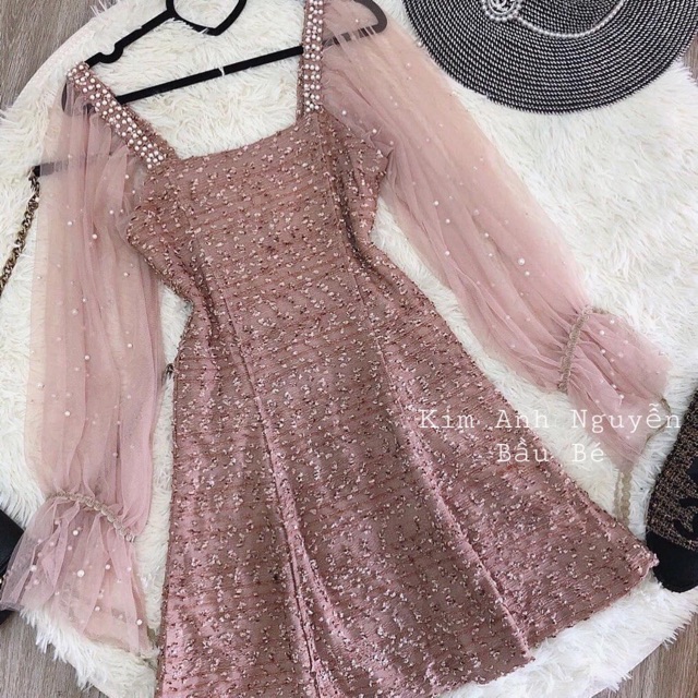 [Mã FAGREEN1505 giảm 10% tối đa 30K đơn 99K] Váy dạ tay voan đính Ngọc - quảng châu | BigBuy360 - bigbuy360.vn