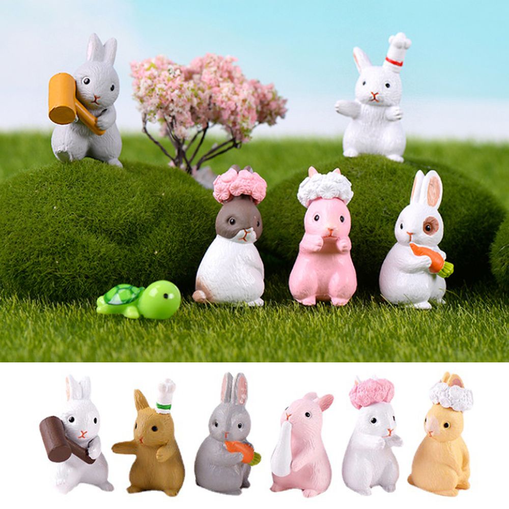 Set 12 Đồ trang trí thỏ hoạt hình mini trang trí tiểu cảnh DIY