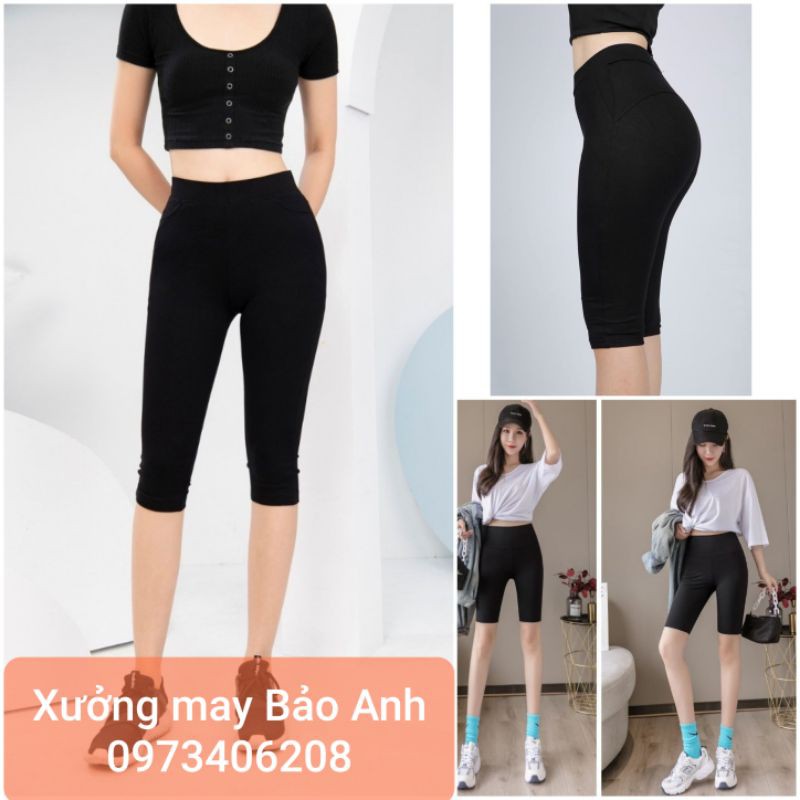 Quần Legging Ngố, quần đùi thun ôm tập gym