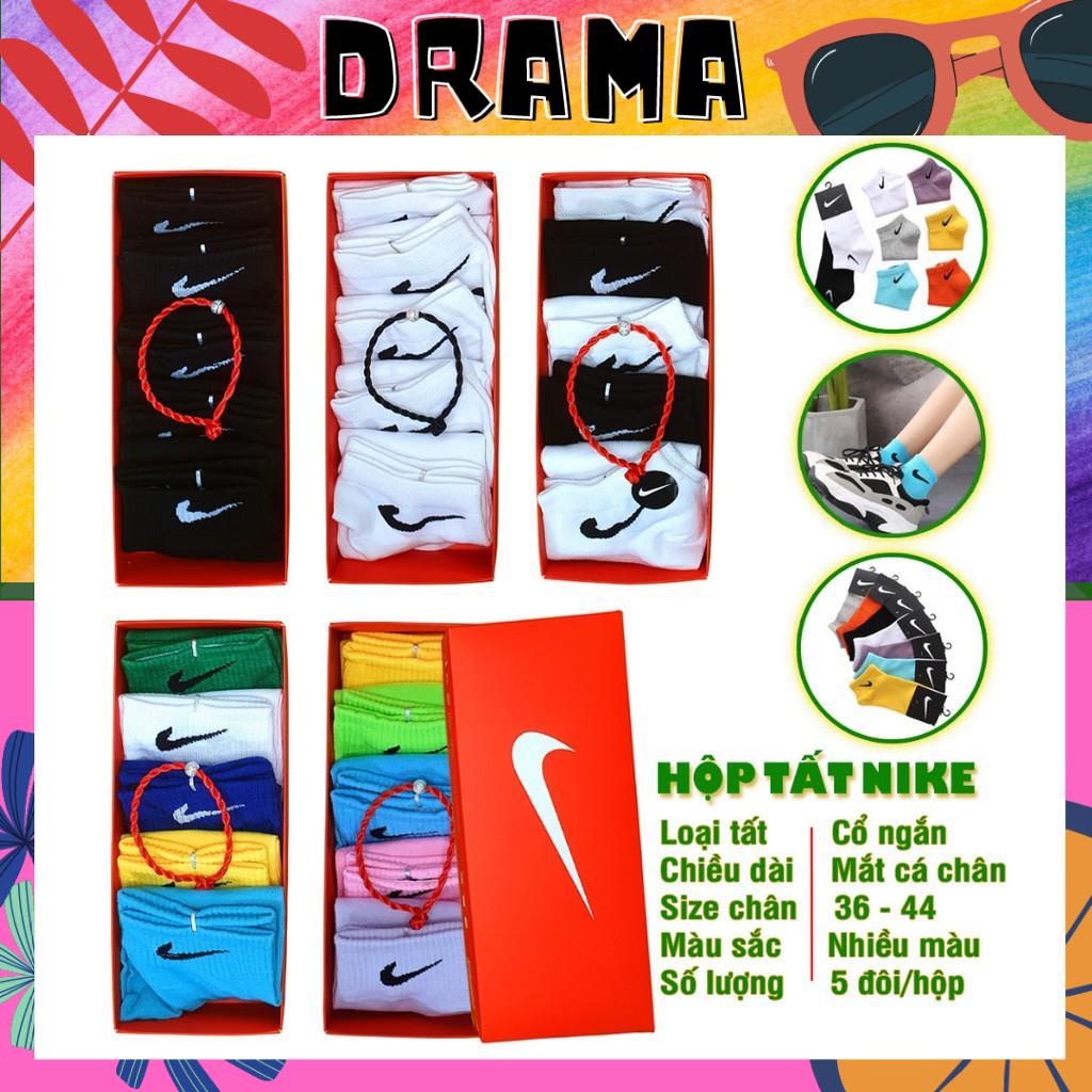 Tất nữ, tất nam, vớ cổ cao, vớ cổ ngắn [HỘP 5 ĐÔI] Nikei, Adidat, Hàng Cotton dệt kim dày dặn xuất dư quà tặng