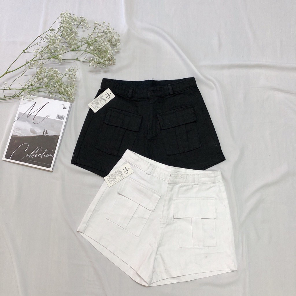 Quần short kaki phối 2 túi hộp trước hot hit xinh xinh
