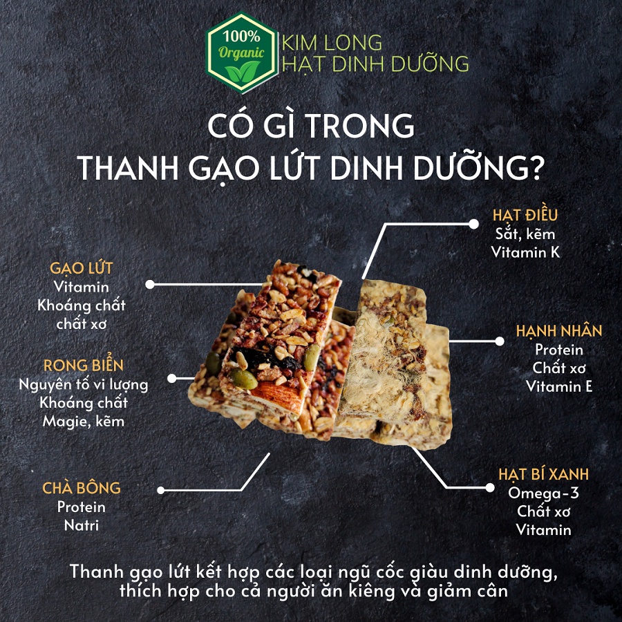 Thanh Cơm Gạo Lứt Ngũ Cốc Chà Bông , Ngũ Cốc Rong Biển , Thơm Ngon Bổ Dưỡng , Hỗ Trợ Giảm Cân- BICH 10 THANH