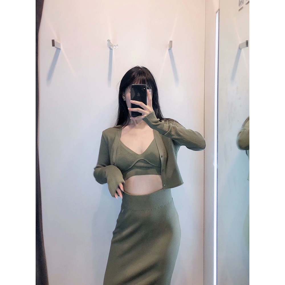 Set 3 Mảnh Nữ: Áo Khoác + Áo Bza + Chân váy Z.A.R.A Xuất Dư SET4