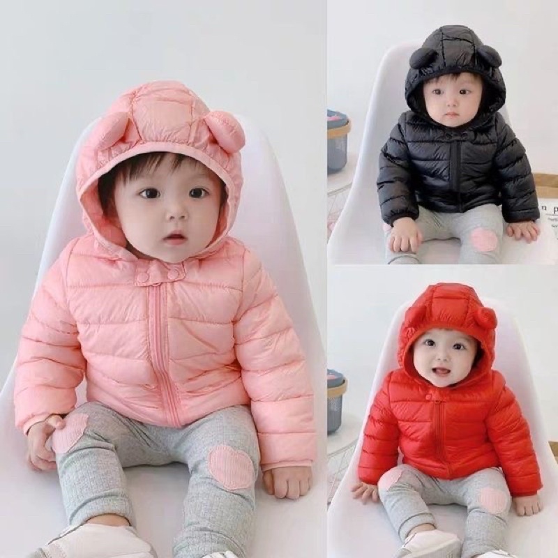 Áo phao tai gấu siêu nhẹ cho bé, áo phao trẻ em 3 lớp dày dặn chất đẹp