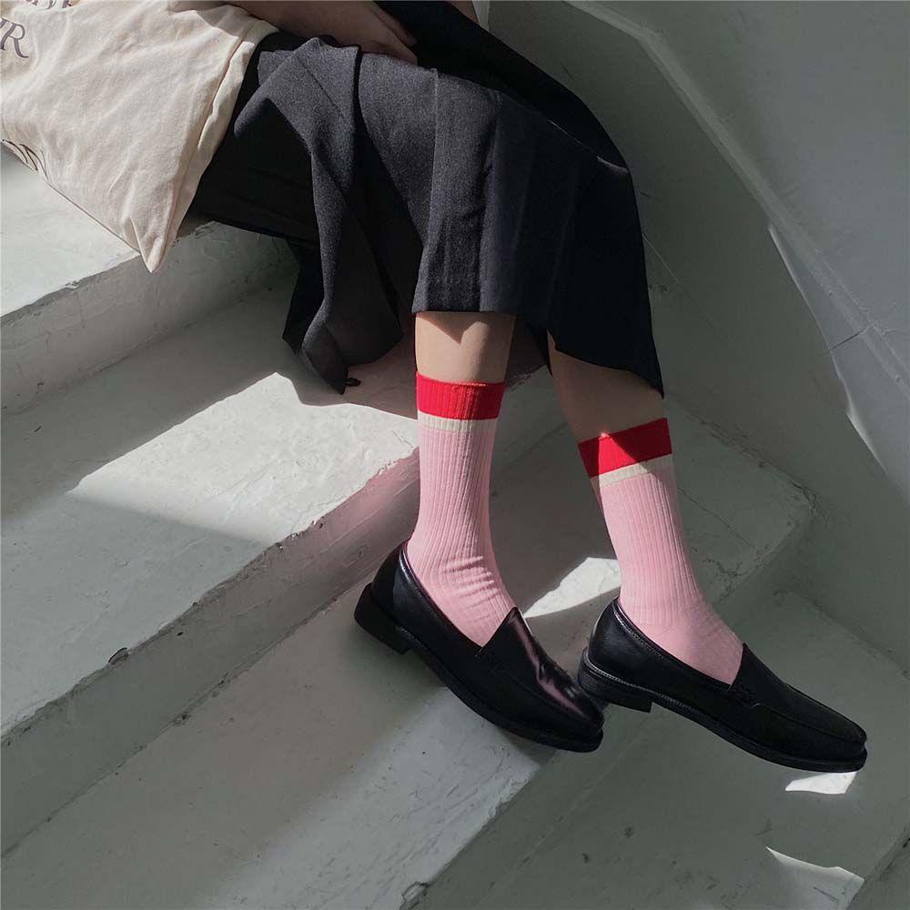 AROMA Vớ Dệt Kim Họa Tiết Kẻ Sọc Màu Sắc Ngọt Ngào Phong Cách Harajuku Nhật Bản Thời Trang Cho Nữ