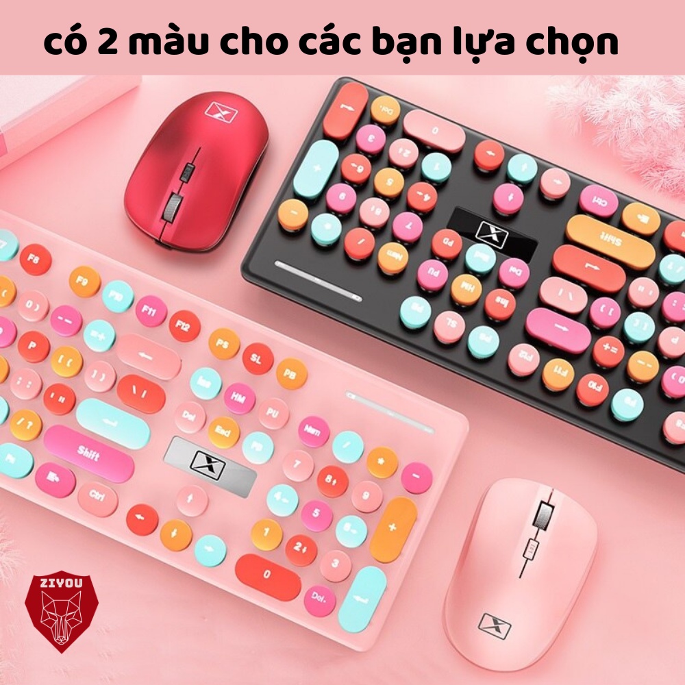 Bộ bàn phím và chuột không dây ZIYOU N620 sử dụng pin sạc,  có LED cực đẹp, màu siêu xinh cho máy tính, pc