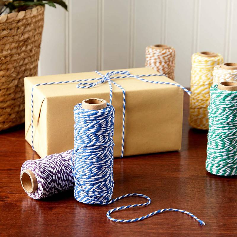 Cuộn dây cotton hai màu sắc 2mm 100m chuyên dùng làm đồ thủ công DIY