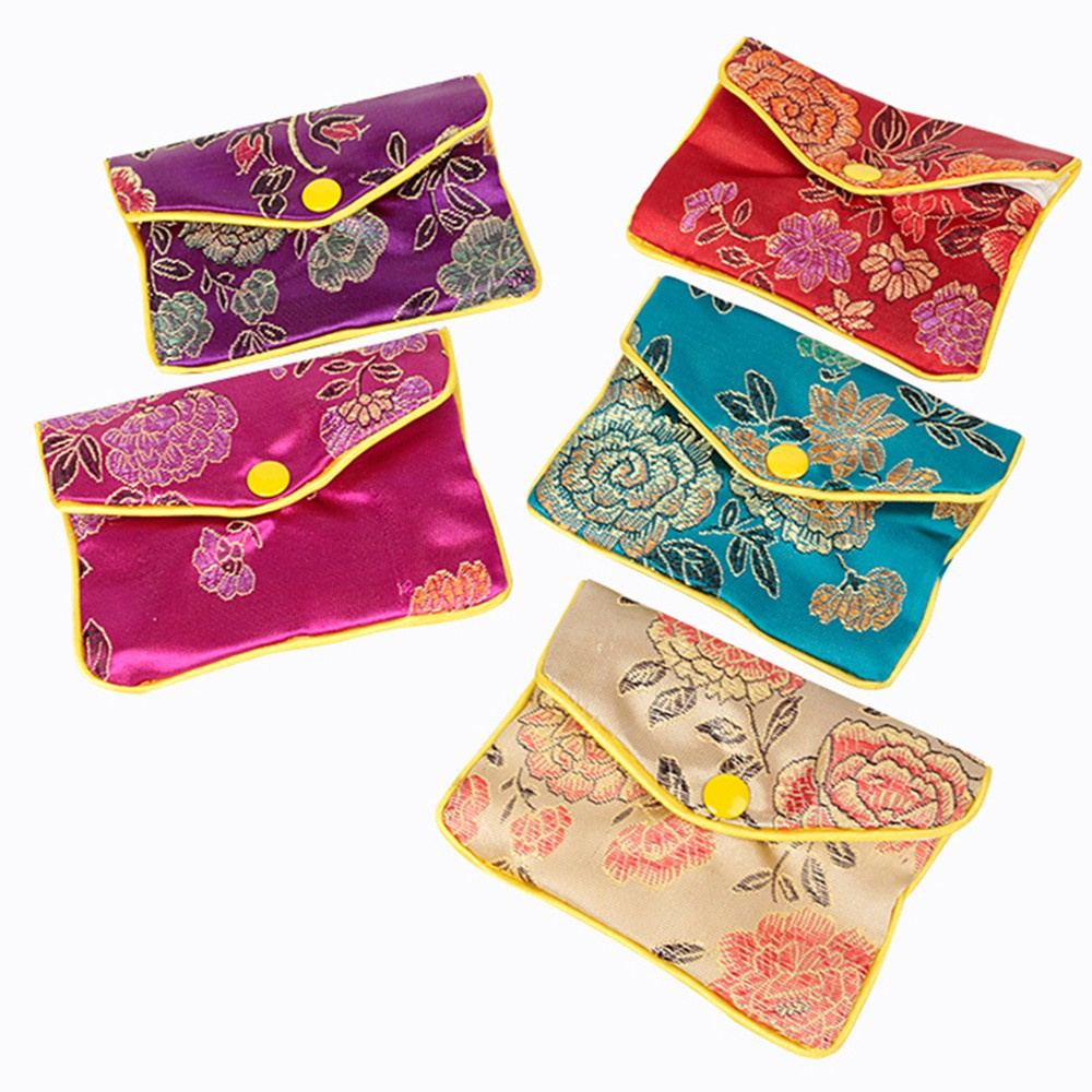 PATRICIA Purse Handbags Gifts Jewelery Storage Jewelery Bag Brocade Necklace Bracelace Silk Embroidery Floral Snap Wallet/Multicolor