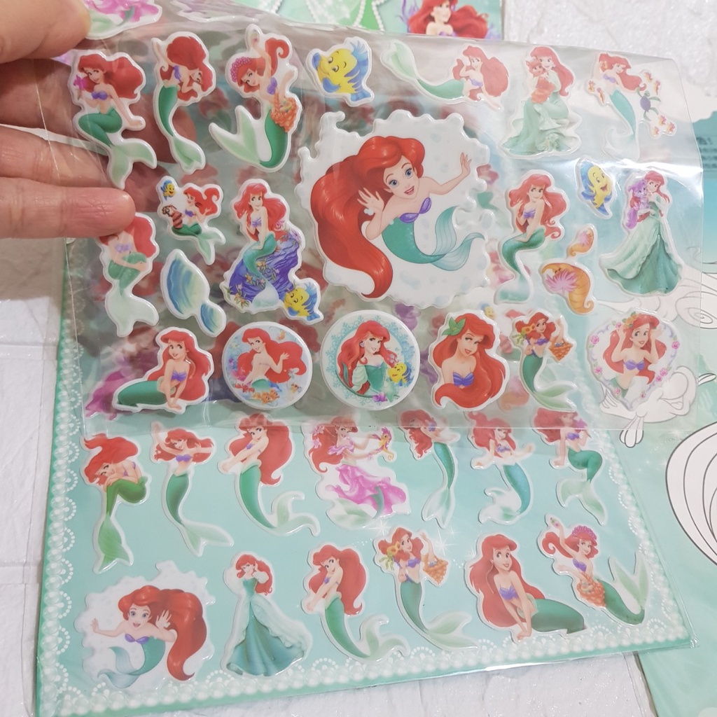 Hình dán nổi (2 lớp) chủ đề công chúa Elsa, Nàng tiên cá cho bé