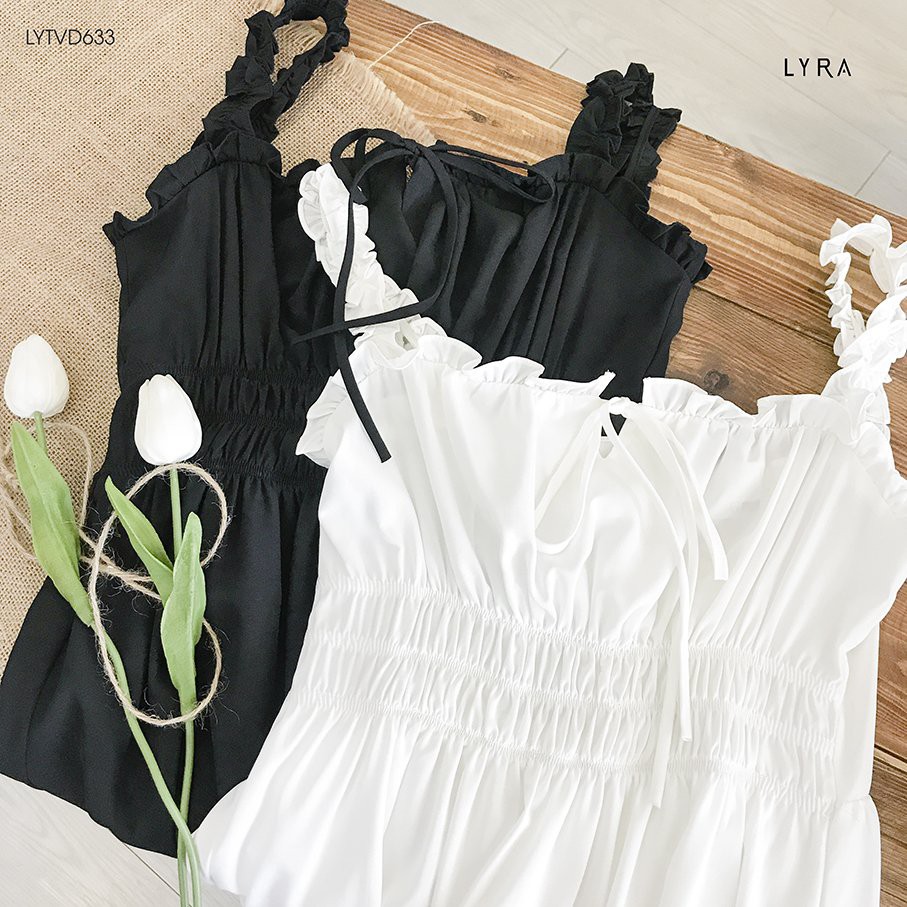 Váy hai dây bèo bản to thiết kế by LYRA, vải đũi cao cấp dáng xòe chun eo ngọt ngào phong cách Hàn Quốc- LYTVD633