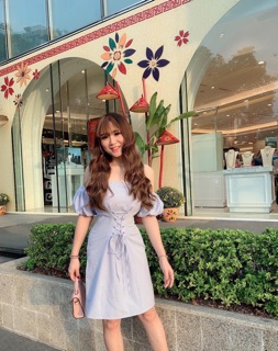 Đầm trễ vai đan dây eo rút bụng form A
