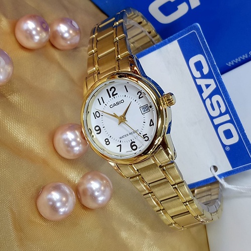 Đồng Hồ Casio | Nữ LTP-V002G-7BUDF | Dây Kim Loại Mạ Vàng | 3 Kim | Chống Nước